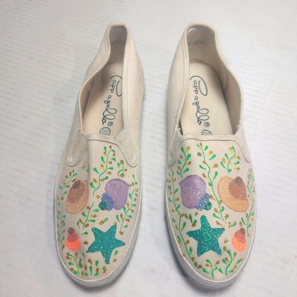 Capp agalla Shoes - Women's Floral Design Slip-on Sneakers Size 10